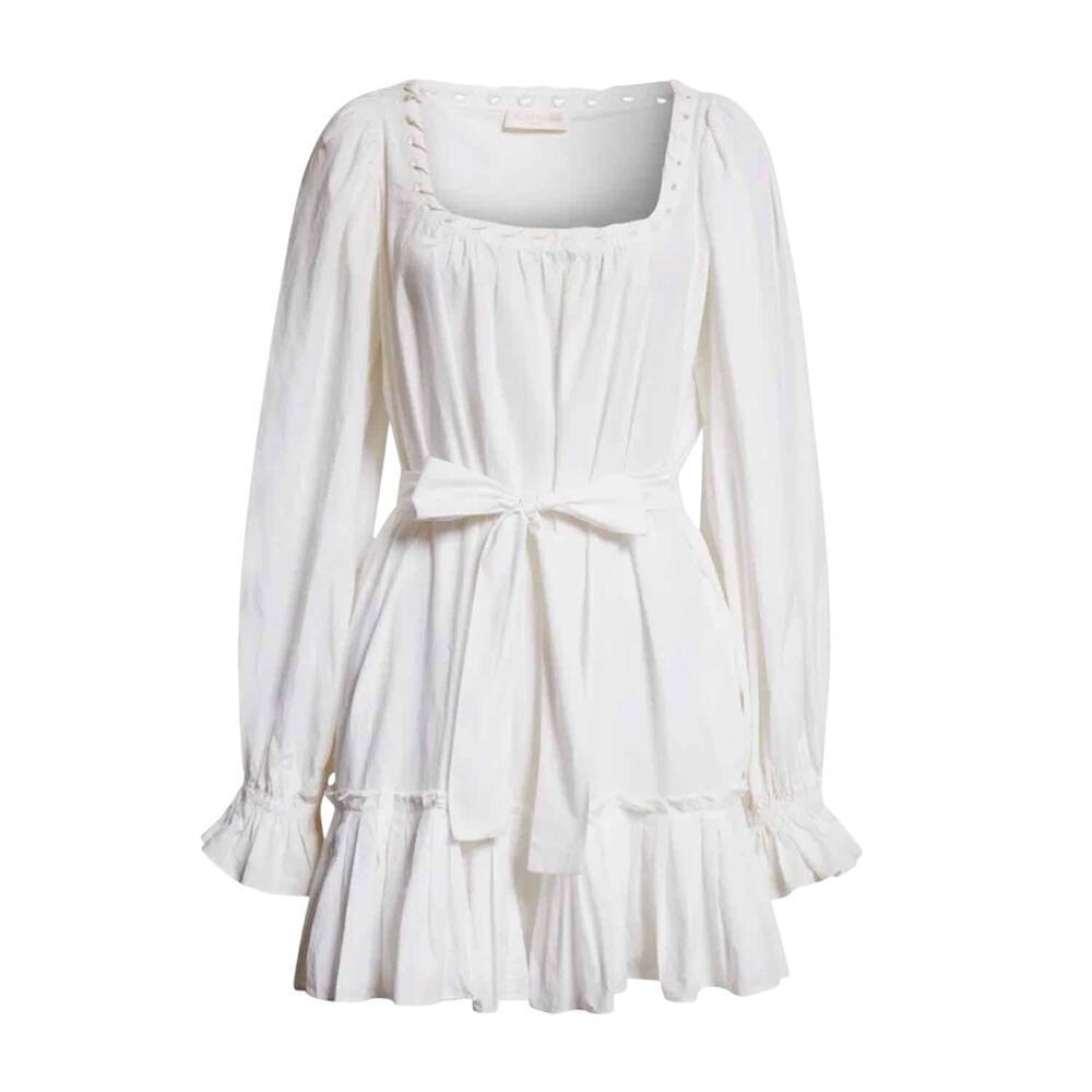 Ramy Brook Kayleigh Belted Cotton Mini Dress White Size XL